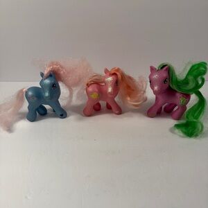 Vintage My Little Pony 2002 Lot of 3 Toys Blue Mist Desert Blossom Peachy Pie